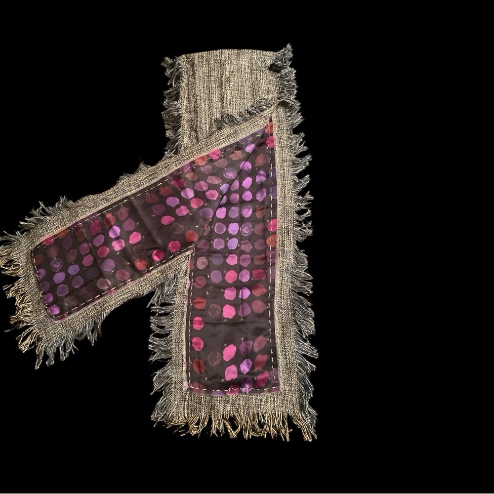 Georgina von Etzdorf long Purple fringed silk scarf